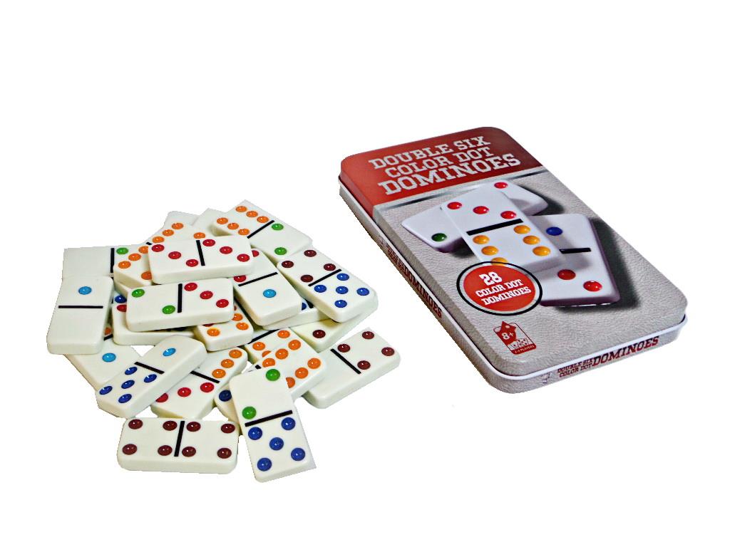 Juego domino en caja metálica multicolor 28pcs