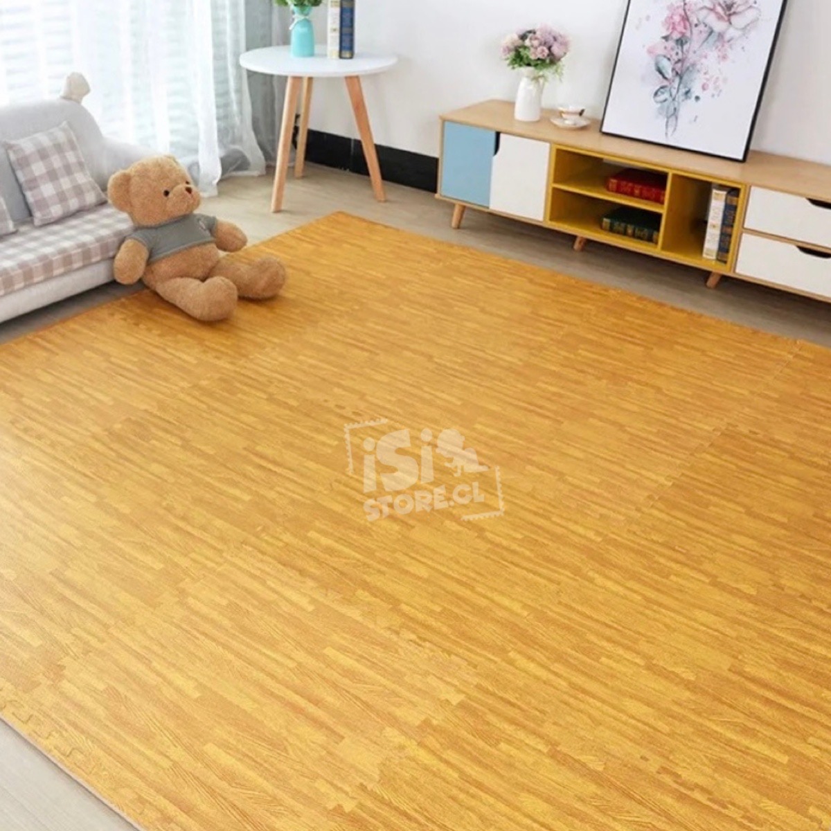 Alfombra diseño piso flotante- madera 60×60, 10mm, café claro