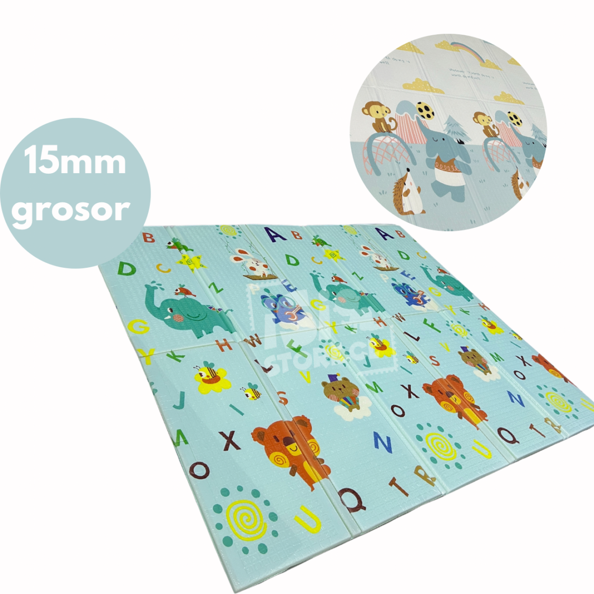 Alfombra antigolpes plegable reversible 1.80×2.00mts. Osos- elefantes, 15mm