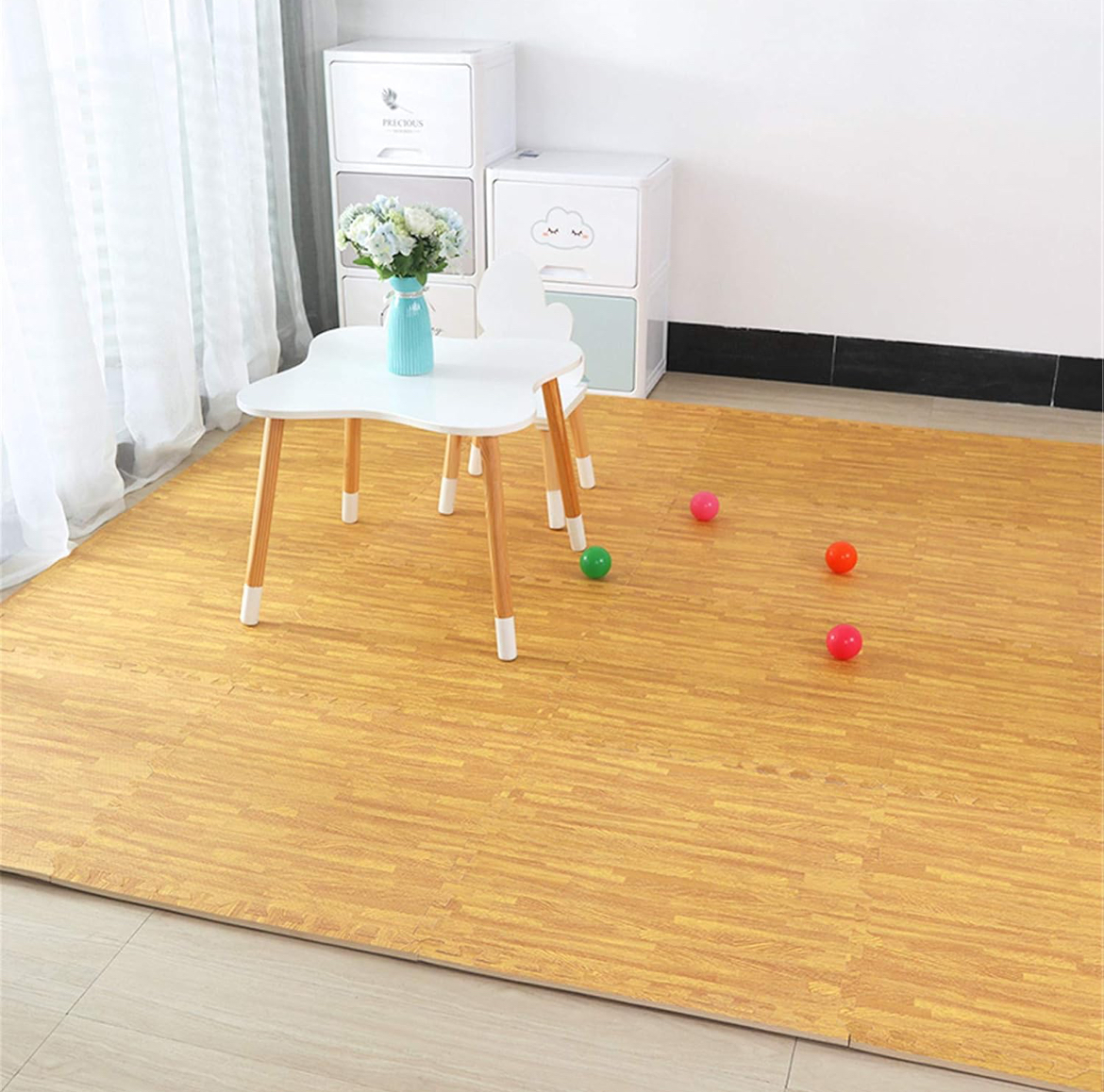 Alfombra antigolpe goma eva similar madera 60×60, 10mm, café claro