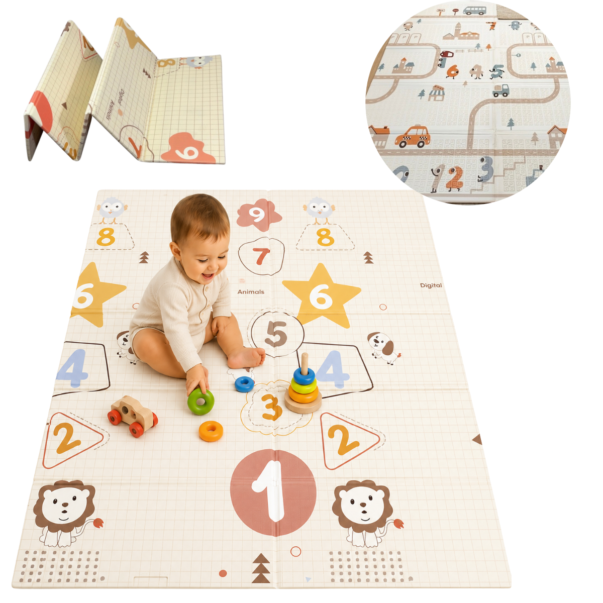 Alfombra de espuma plegable reversible 1.50X1.80mts. 8mm Números- pista